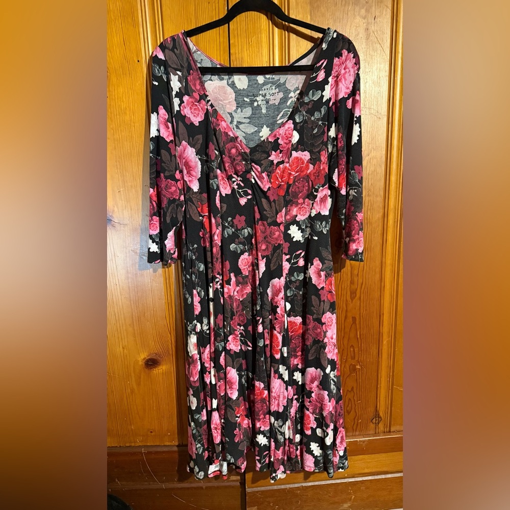Supersoft Knit Sweetheart Skater Floral Dress